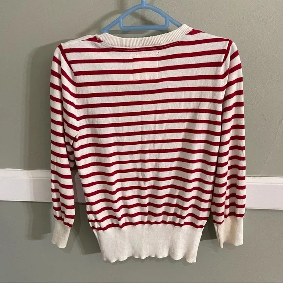 US Polo Assn- Vintage Red and White Striped Cardigan. Size Medium. - Picture 2 of 8
